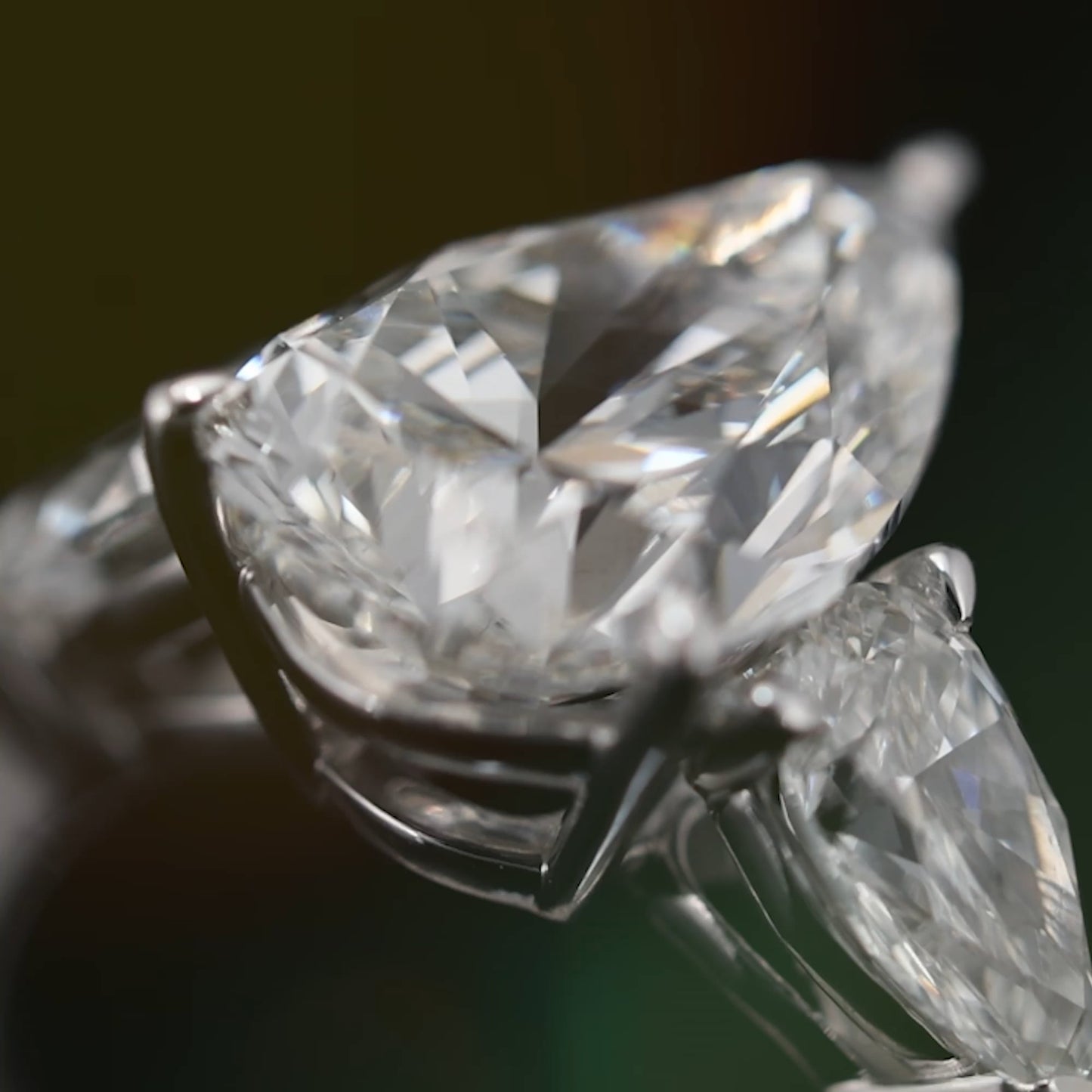 Milan Pear Three Stone Engagement Ring