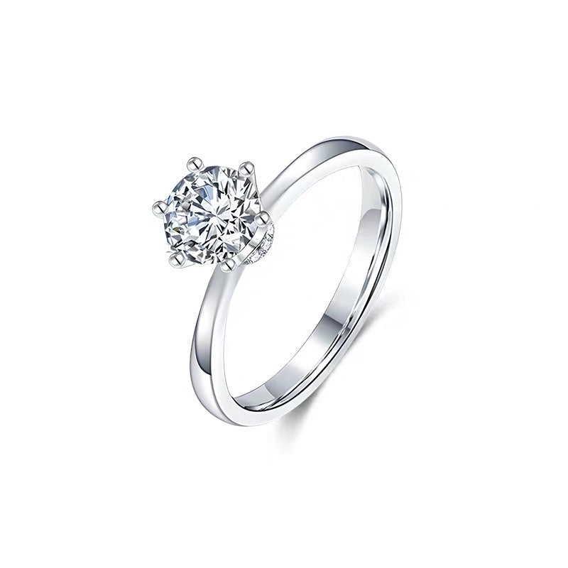 The Celestial Solitaire Round Diamond Six-Prong Ring with Hidden Halo