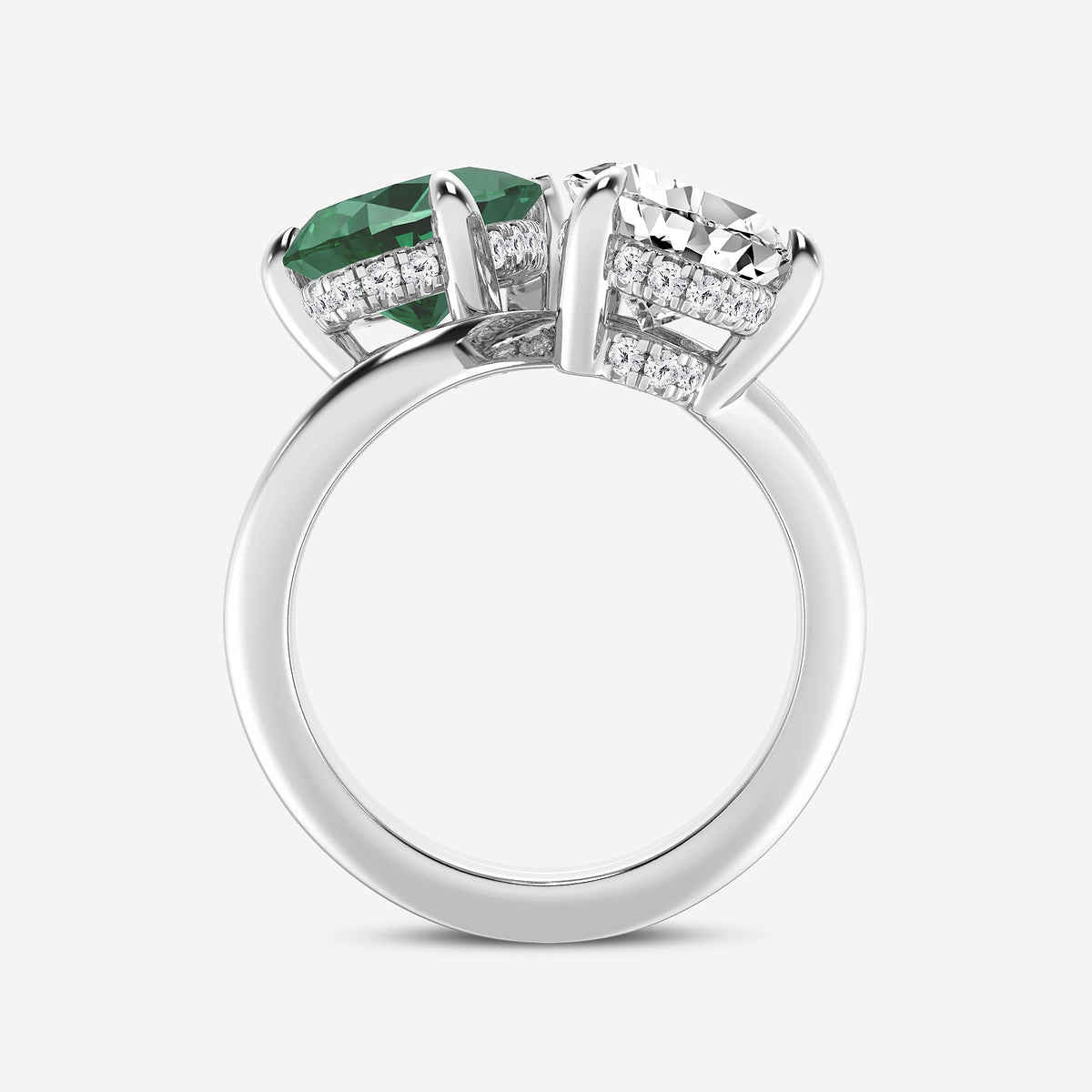 Lantana Pear Emerald & Diamond Two-Stone Ring