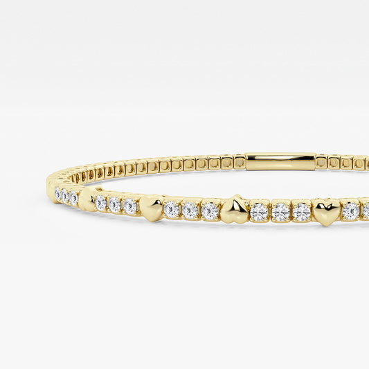 Round Lab Grown Diamond Flexible Bangle Bracelet