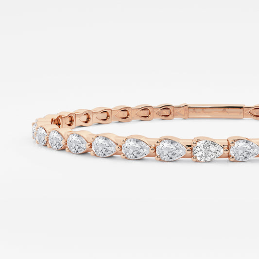 Pear Lab Grown Diamond Flexible Bangle Bracelet