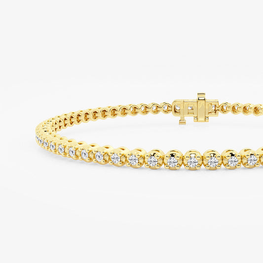 1 ctw Round Lab Grown Diamond Four-Prong Tennis Bracelet - 7 Inches 14K Yellow Gold, DE, VS1