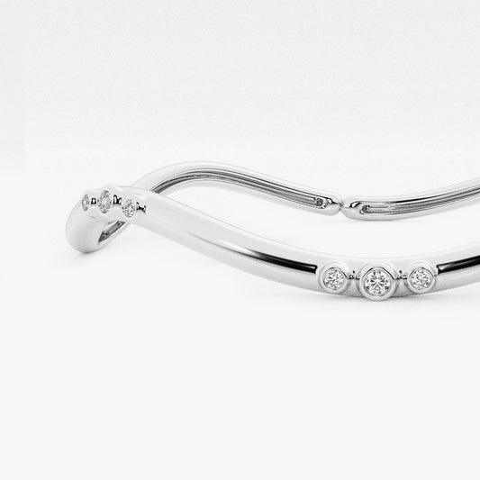 näas Eärth 1/2 ctw Round Lab Grown Diamond Wavy Bangle Bracelet - 7 Inches 14K White Gold, DE, VS1
