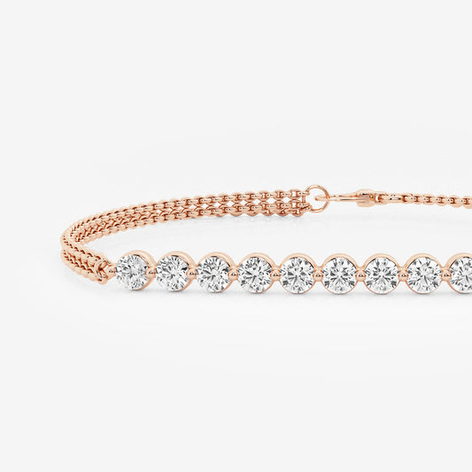 näas Romancing 7/8 ctw Round Lab Grown Diamond Chain Bracelet - 7 Inches 14K Rose Gold, DE, VS1