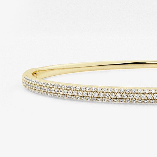 näas Bombë 1 ctw Round Lab Grown Diamond Pave Bangle Bracelet - 7 Inches 14K Yellow Gold, DE, VS1