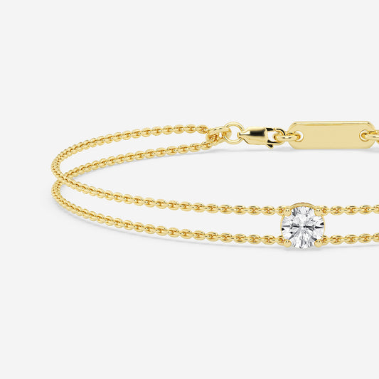 1/2 ctw Round Lab Grown Diamond Chain Bracelet - 7 Inches 14K Yellow Gold, DE, VS1| 1/2 ct Center