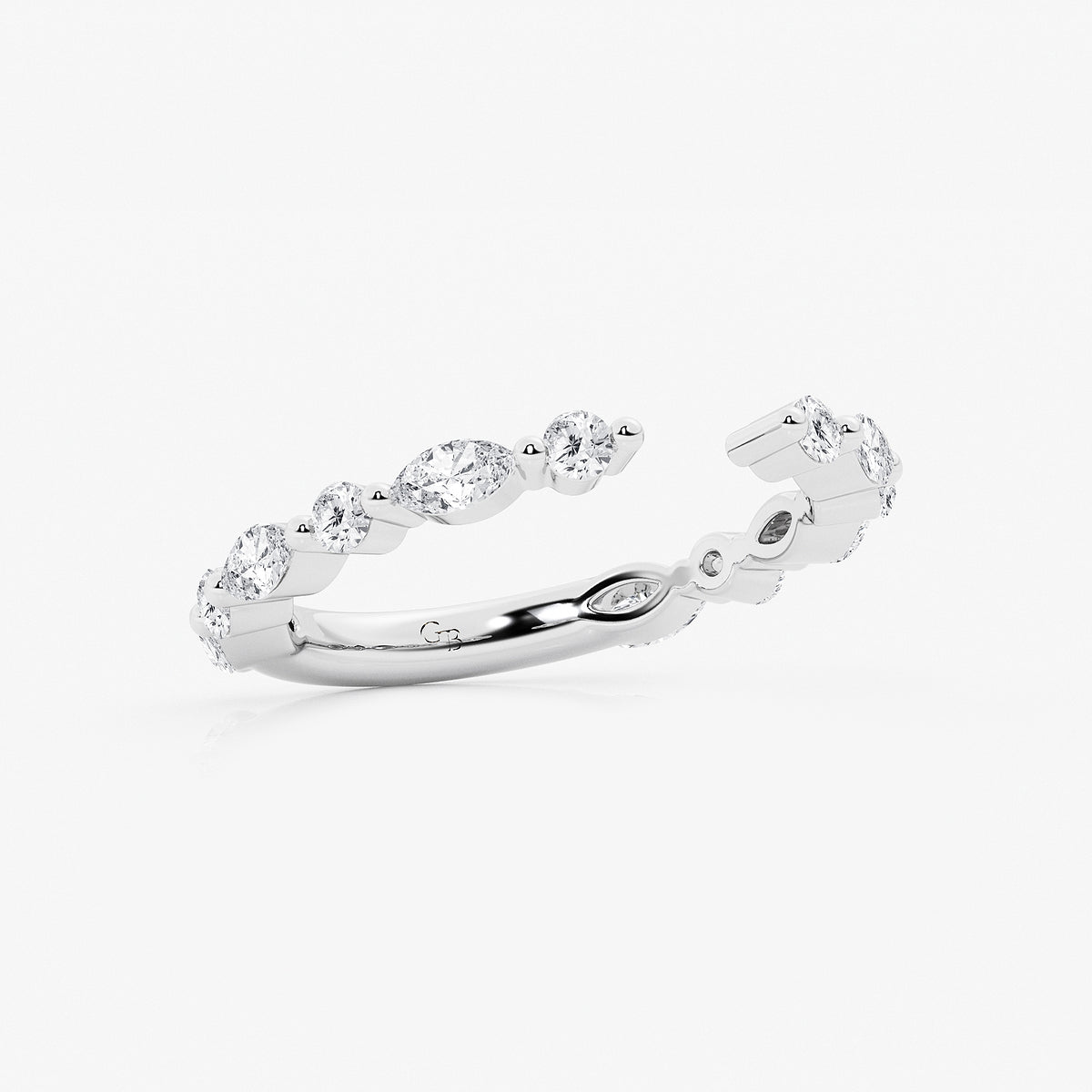 Judith 3/4 ctw Marquise and Round Lab Grown Diamond Open Wedding Band Platinum, DE, VS1