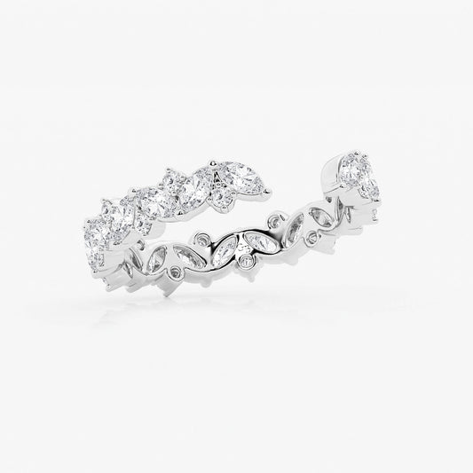 Esme 1 1/3 ctw Multi-Shape Lab Grown Diamond Open Wedding Band Platinum, DE, VS1