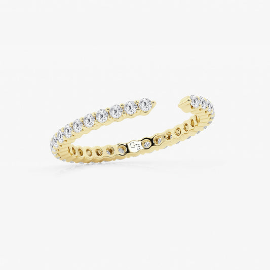 Lara 5/8 ctw Round Lab Grown Diamond Prong Set Open Wedding Band 14K Yellow Gold, DE, VS1