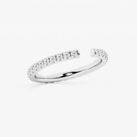 Chelsea 5/8 ctw Round Lab Grown Diamond French Pave Open Wedding Band 14K White Gold, DE, VS1