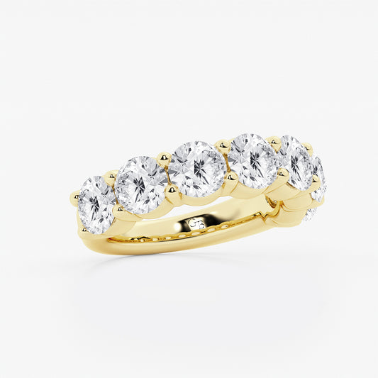 Genesis 5 ctw Round Lab Grown Diamond Seven Stone Shared Prong Anniversary Band 14K Yellow Gold, DE, VS1| IGI Certified