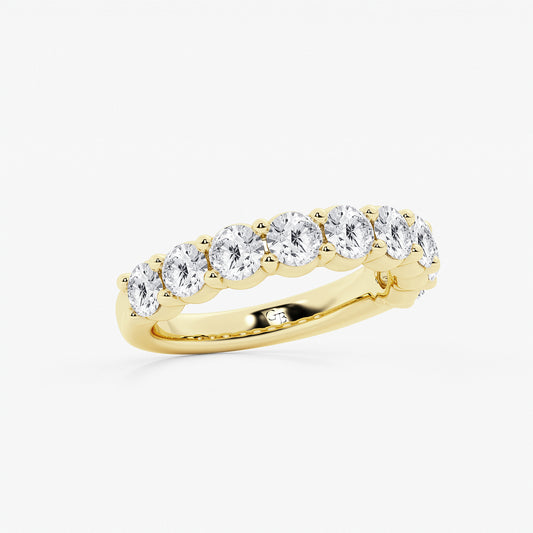 Clarice 2 ctw Round Lab Grown Diamond Nine Stone Shared Prong Anniversary Band 14K Yellow Gold, DE, VS1