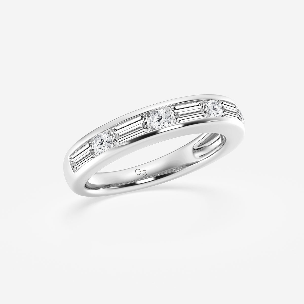 Delilah 1 ctw Round and Baguette Lab Grown Diamond Alternating Nine Stone Anniversary Band Platinum, DE, VS1