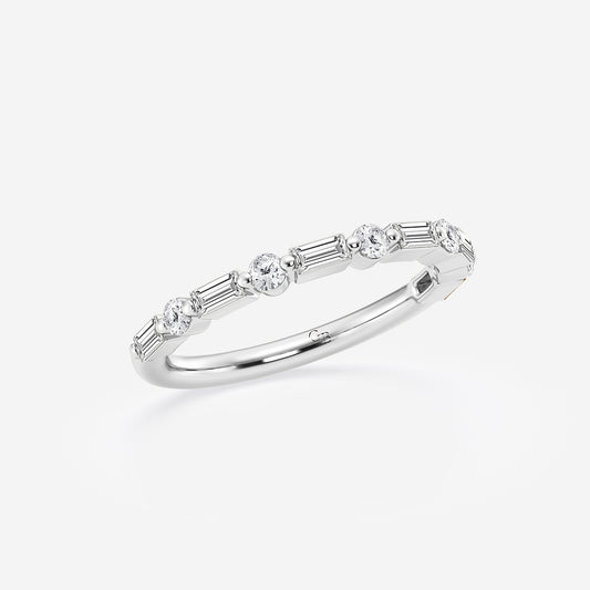 Aubrey 1/2 ctw Round and Baguette Lab Grown Diamond Eleven Stone Wedding Band Platinum, DE, VS1