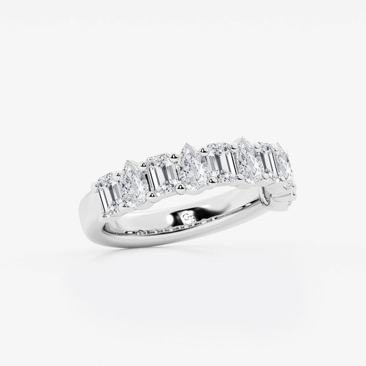 Janine 2 ctw Emerald and Pear Lab Grown Diamond Ten Stone Alternating Anniversary Band Platinum, DE, VS1