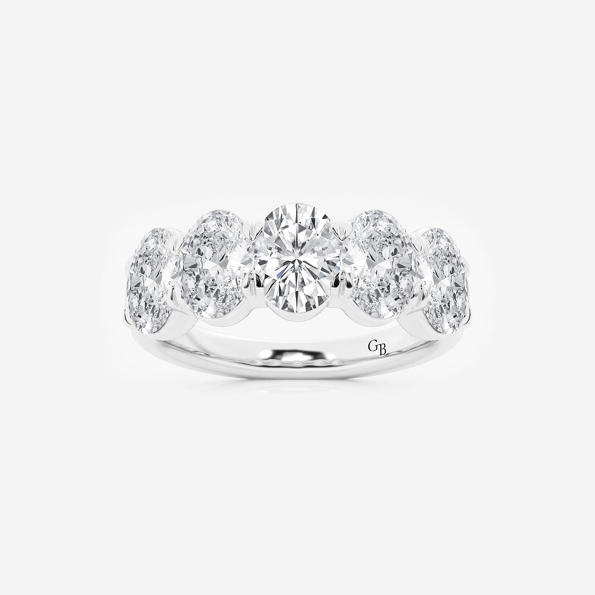Kenna 3 ctw Oval Lab Grown Diamond Five-Stone Anniversary Band 14K White Gold, DE, VS1