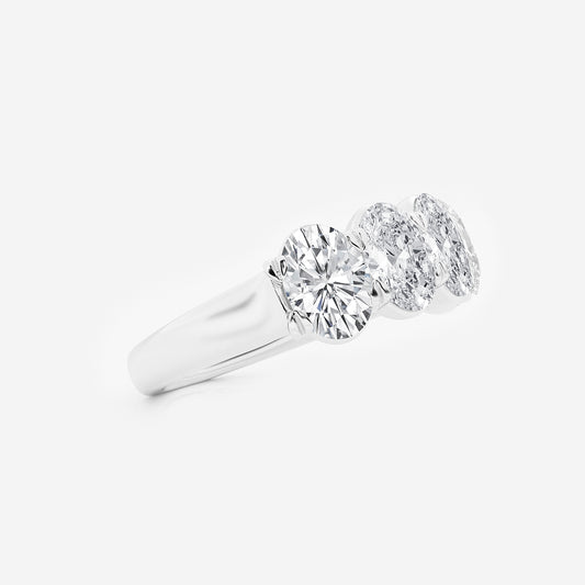 Kenna 3 ctw Oval Lab Grown Diamond Five-Stone Anniversary Band 14K White Gold, DE, VS1