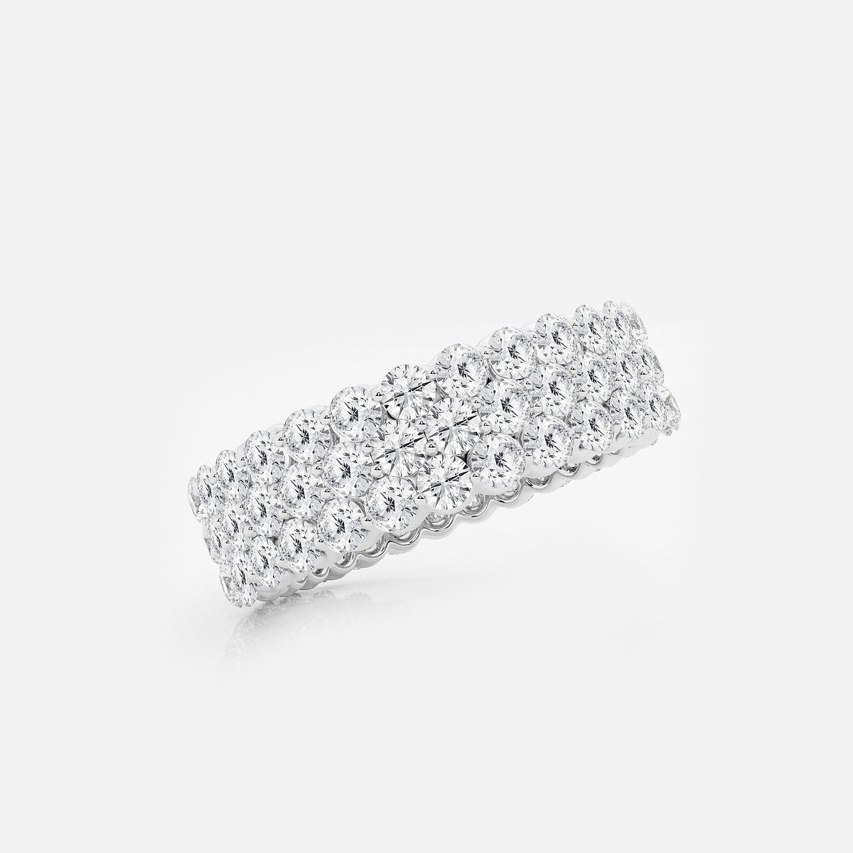 Bailey 3 ctw Multi Row Round Lab Grown Diamond Eternity Band - 6mm Width 14K White Gold, DE, VS1