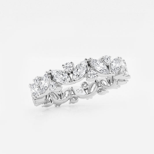 Desiree 2 ctw Marquise Lab Grown Diamond Alternating Eternity Band - 4.4mm Width 14K White Gold, DE, VS1
