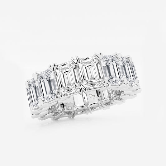 Quinn 12 ctw Emerald Lab Grown Diamond V-Prong Eternity Band - 6.2mm Width Platinum, DE, VS1