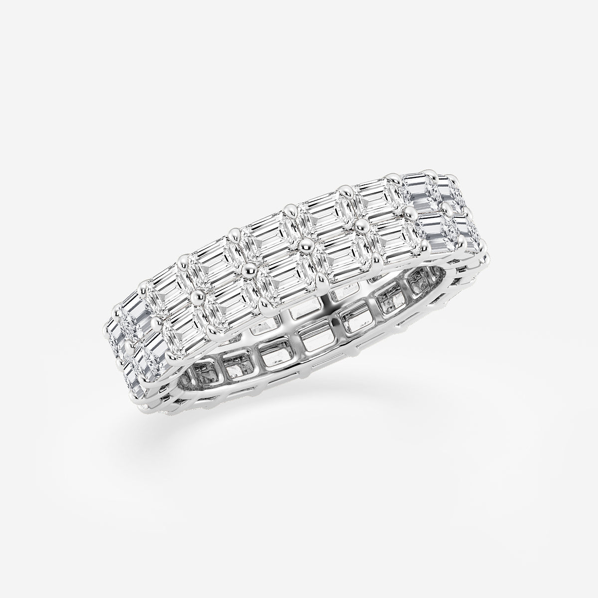 Faith 4 ctw Emerald Lab Grown Diamond Double Row Eternity Band