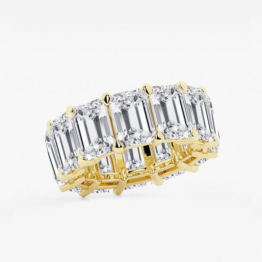 Joy 25 1/5 ctw Emerald Lab Grown Diamond Cut Luxe Eternity Band - 8.7mm Width 14K Yellow Gold, E, VS1
