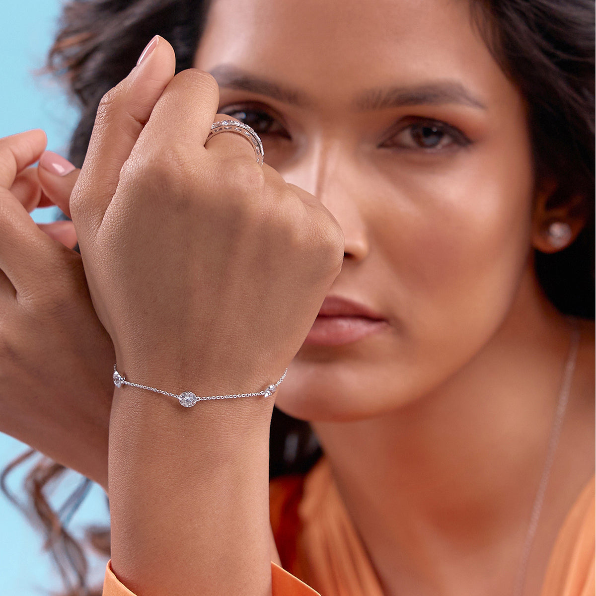 Boundless Station Bracelet 14K White Gold, E, VS1