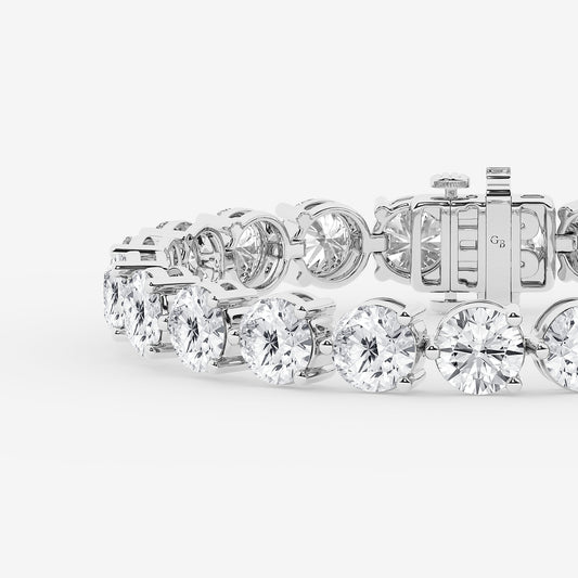 30 ctw Round Lab Grown Diamond Three Prong Tennis Bracelet - 8 Inches Platinum, DE, VS1
