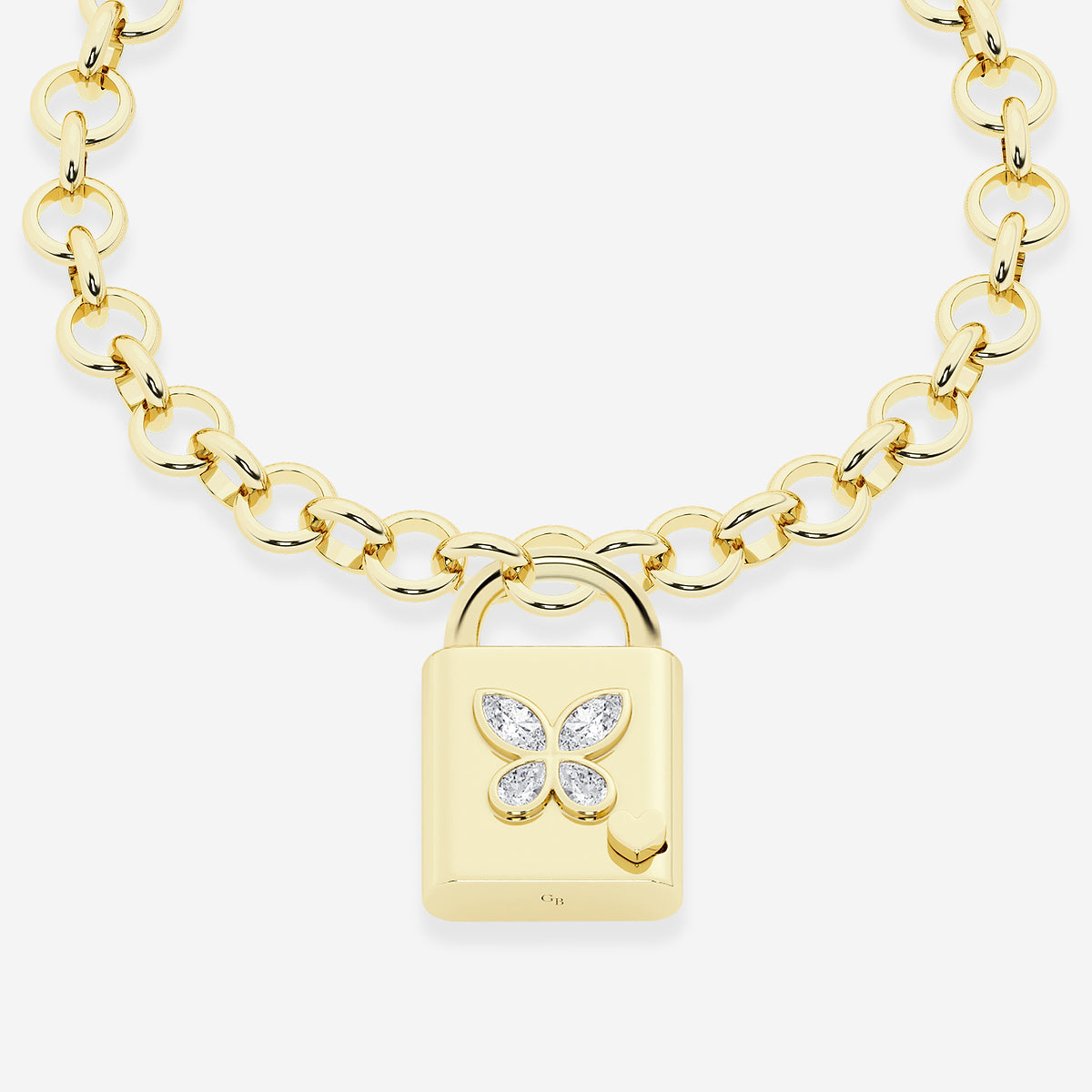 Sant'Angelo 1 ctw Multi-Shape Lab Grown Diamond Butterfly Lock Bracelet SS with 14K Yellow Gold Plating, DE, VS1