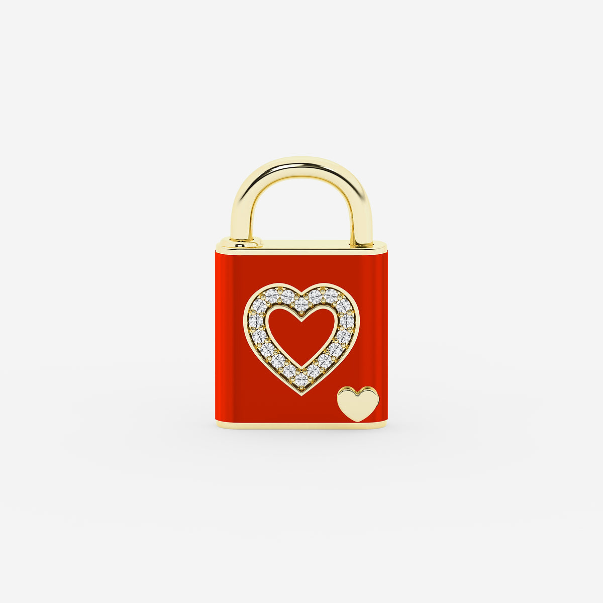 Pont Des Arts Red Ceramic Heart Lock Bracelet - Gold Plated Sterling Silver