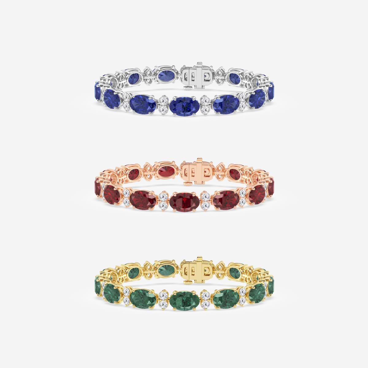 Oval Emerald & Lab Grown Diamond Bracelet