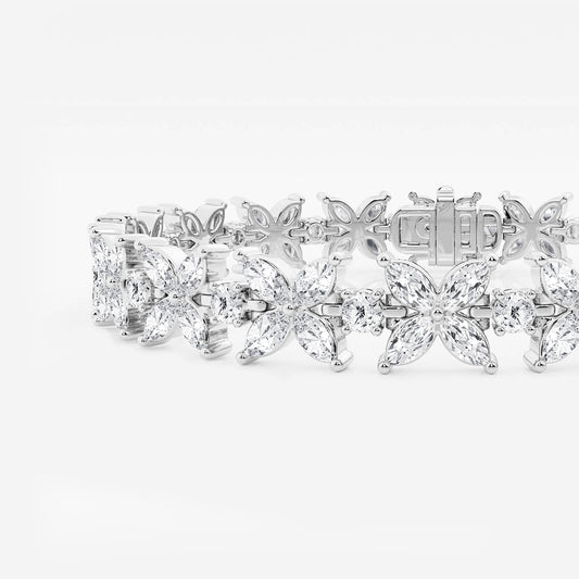 7 ctw Marquise and Round Lab Grown Diamond XO Bracelet - 7 Inches 14K White Gold, DE, VS1