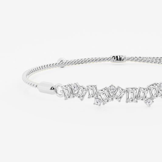 Emerald & Round Lab Grown Diamond Cascade Bolo Bracelet