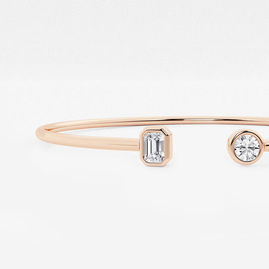 Multi-Shape Lab Grown Diamond Open Bangle Bracelet in 14K Rose Gold