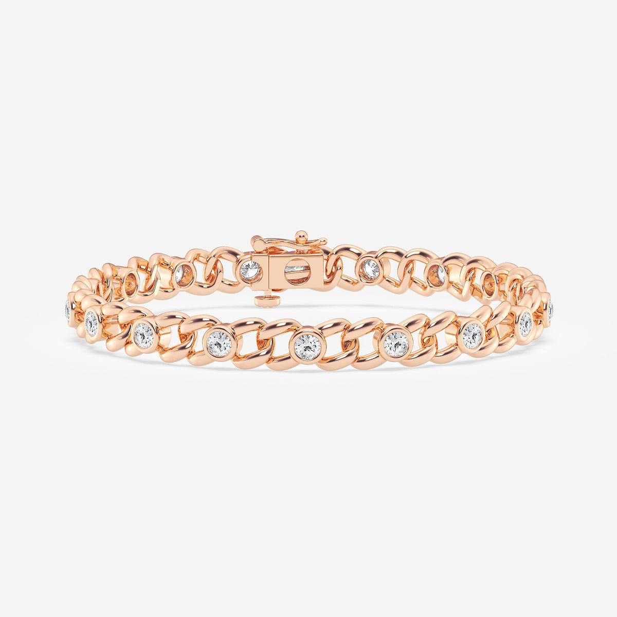 2 ctw Round Lab Grown Diamond Bracelet - 7 Inches 14K Rose Gold, DE, VS1