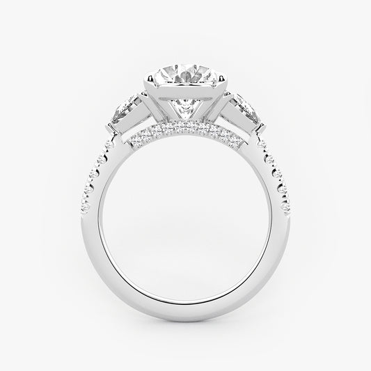 Destiny Oval Diamond Three Stone Bridal Set in Platinum - 4.25 CTW