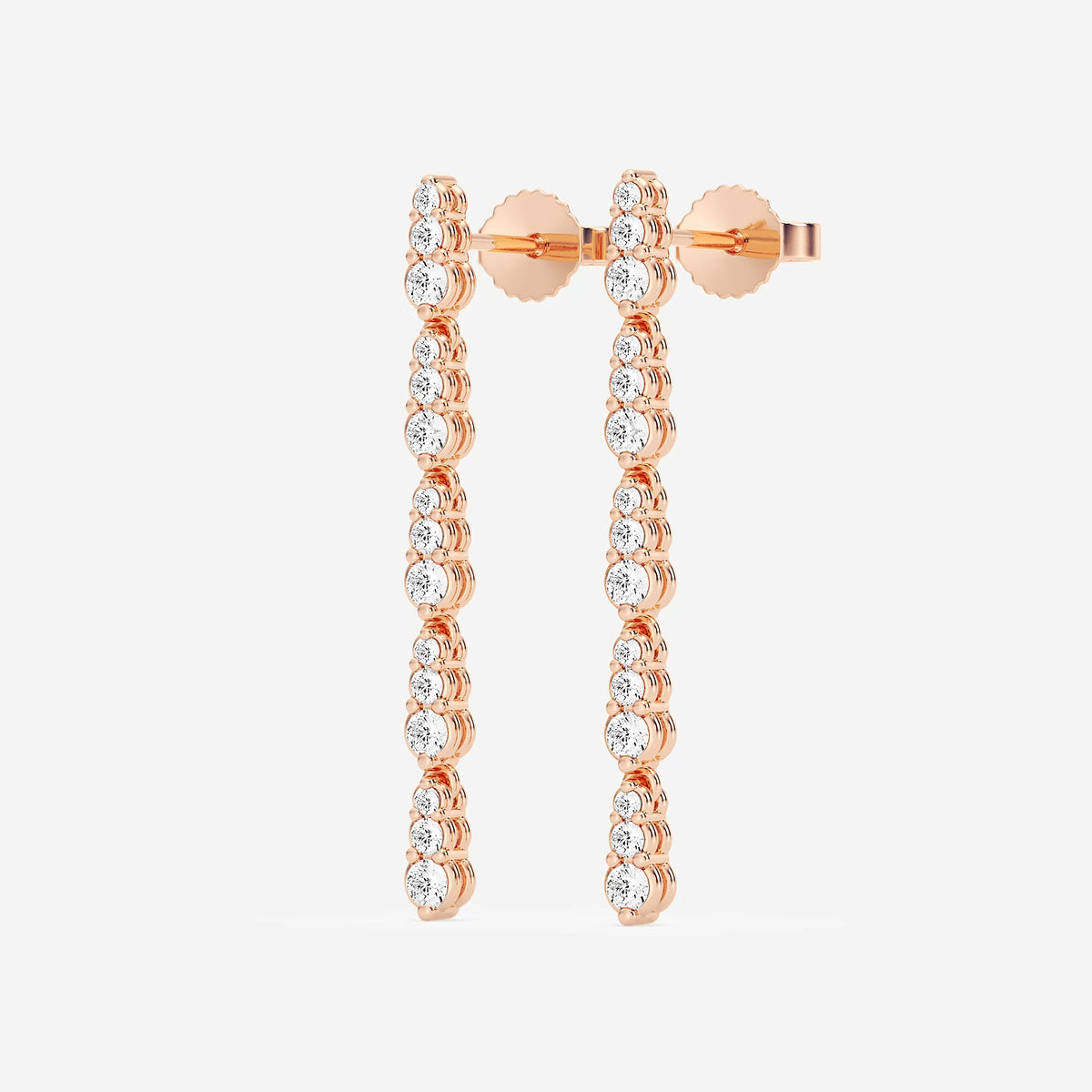 1/2 ctw Round Lab Grown Diamond Graduated Dangle Earrings 18K Rose Gold, DE, VS1