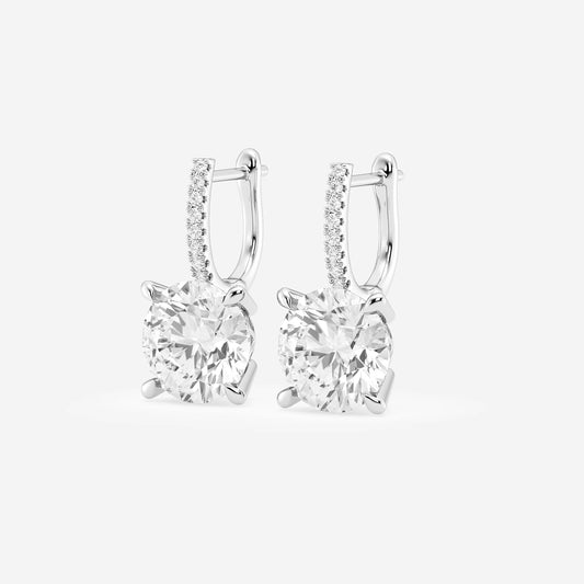 6 ctw Round Lab Grown Diamond Drop Earrings 18K White Gold, DE, VS1