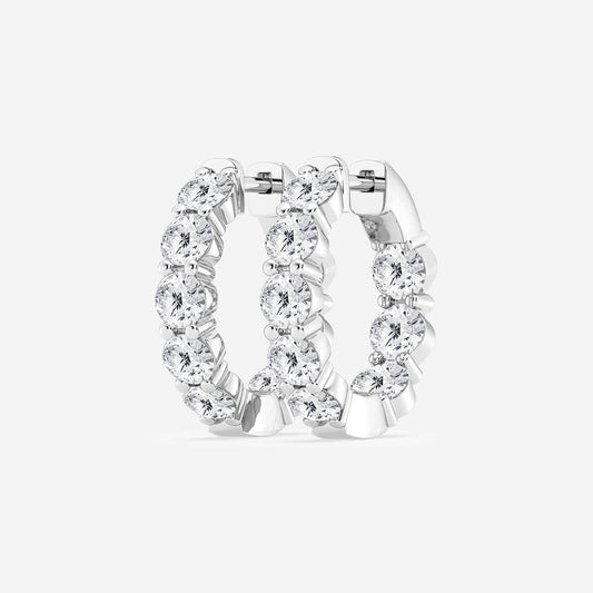 6 ctw Round Lab Grown Diamond Inside Out Hoop Earrings Platinum, DE, VS1