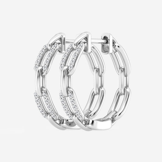1/4 ctw Round Lab Grown Diamond Petite Paperclip Hoop Earrings Platinum, DE, VS1