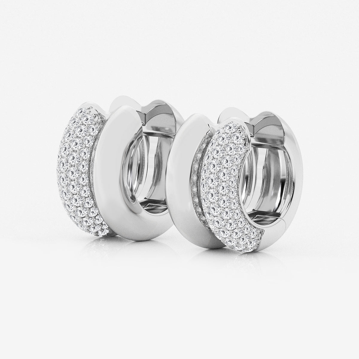1 ctw Round Lab Grown Diamond High Polish Double Hoop Earrings Platinum, DE, VS1