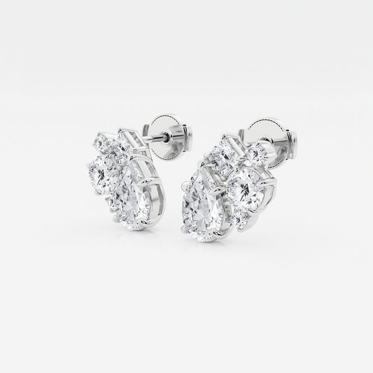 3 ctw Mosaic Five Stone Earrings Platinum, DE, VS1