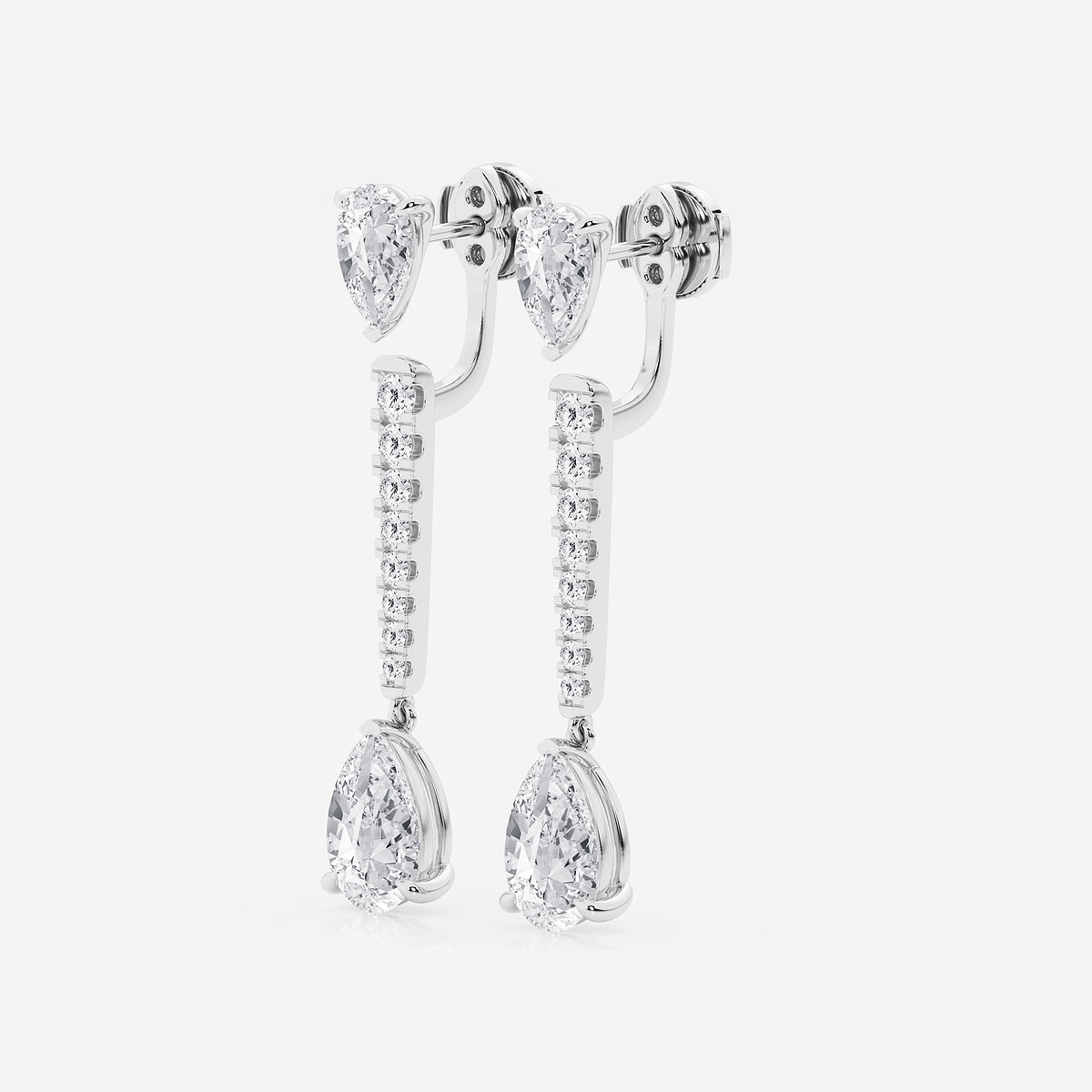 6 3/4 ctw Pear Lab Grown Diamond Drop Earrings 14K White Gold, E, VS1| IGI Certified