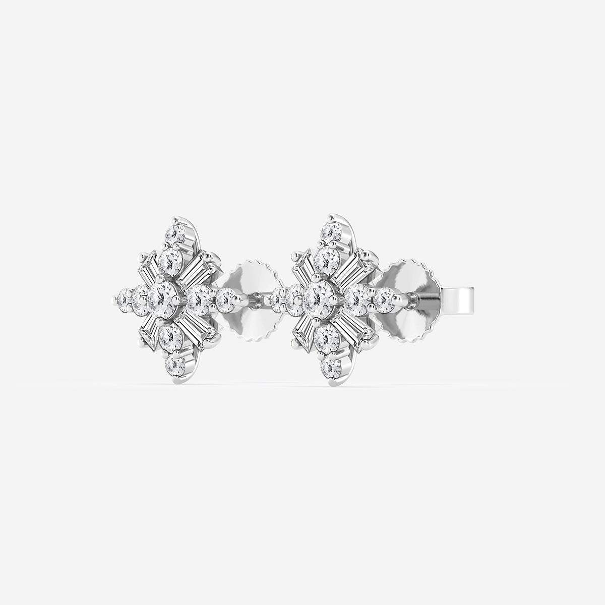 1/2 ctw Round Lab Grown Diamond Snowflake Stud Earrings Platinum, DE, VS1