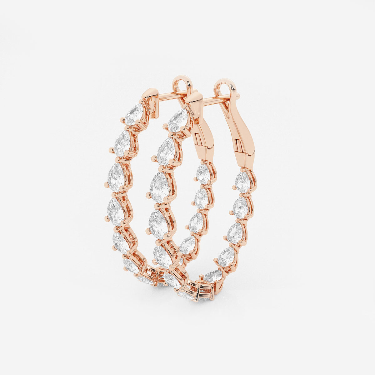 3 ctw Pear Lab Grown Diamond Inside Out Hoop Earrings 14K Rose Gold, DE, VS1