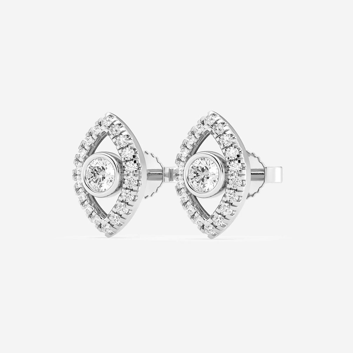 1/2 ctw Round Lab Grown Diamond Evil Eye Earrings Platinum, DE, VS1