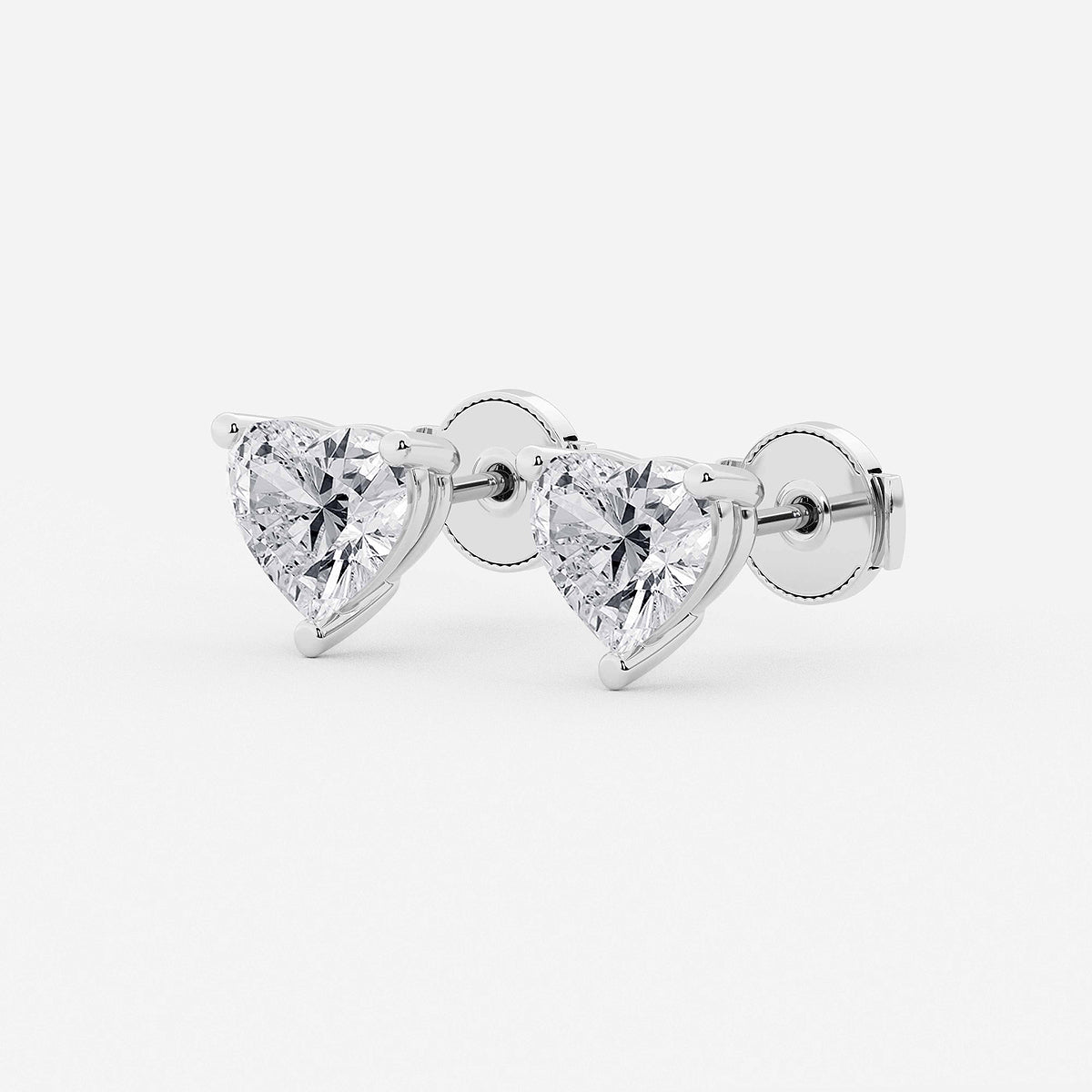 3 ctw Heart Lab Grown Diamond Stud Earrings 14K White Gold, E, VS1| IGI Certified