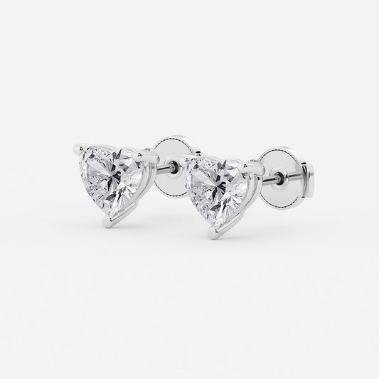 3 ctw Heart Lab Grown Diamond Stud Earrings 14K White Gold, E, VS1| IGI Certified