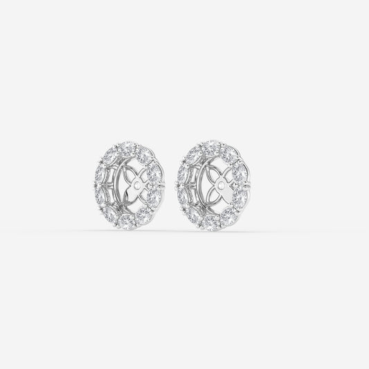 7/8 ctw Oval Lab Grown Diamond Halo Earring Jackets Platinum, DE, VS1