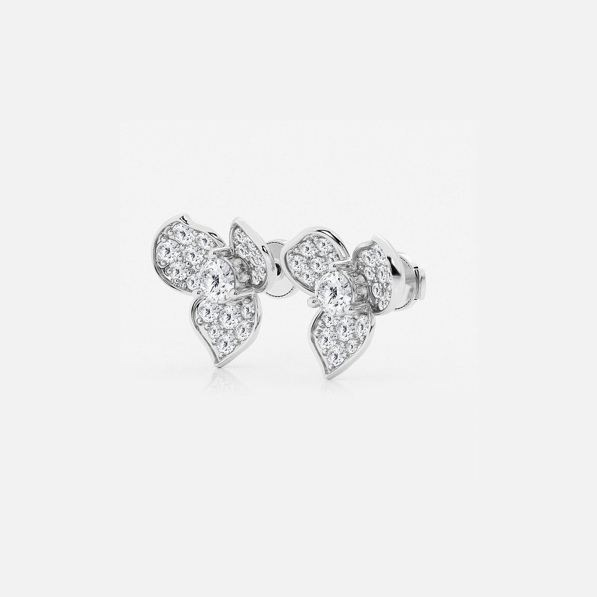 2 ctw Round Lab Grown Diamond Pave Flower Earrings Platinum, DE, VS1